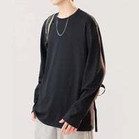 Heavyweight Cotton Long Sleeve T-Shirt Men's Loose Fit Crewneck Top