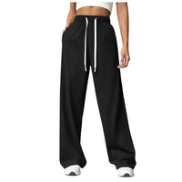 Solid-color straight-leg fleece wide-leg sweatpants