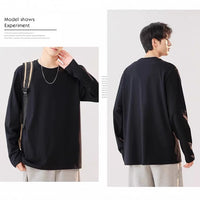Heavyweight Cotton Long Sleeve T-Shirt Men's Loose Fit Crewneck Top