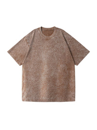 Oversized Washed Cotton T-shirt with Batik Print