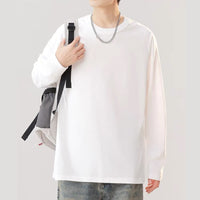 Heavyweight Cotton Long Sleeve T-Shirt Men's Loose Fit Crewneck Top