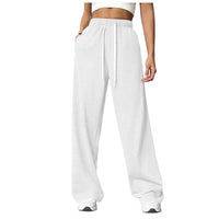 Solid-color straight-leg fleece wide-leg sweatpants