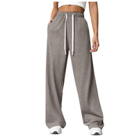 Solid-color straight-leg fleece wide-leg sweatpants