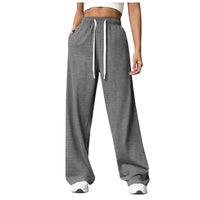 Solid-color straight-leg fleece wide-leg sweatpants